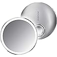 simplehuman Sensor Mirror Compact 4" Round, 3X Magnification, Brushed Stainless Steel