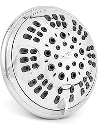 6 Function Adjustable Luxury Shower Head - High Pressure Boosting, Wall Mount, Bathroom Showerhead For Low Flow Showers - Chrome