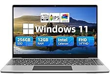 jumper Laptop 12GB DDR4 256GB SSD, Intel Celeron Quad Core CPU, Lightweight Computer with 14 Inch Full HD Display, Windows 11