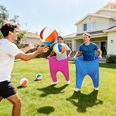 Granny Pants Yard Game Set, Oversized Pants with Bouncy Balls, Pumps & Flags, Giant Outdoor Tossing Games for Adults Family B