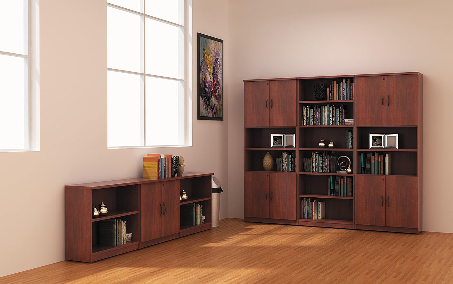 Alera ALE Valencia Series Bookcase, Six-Shelf, 31 3/4w x 14d x 80 3/8h, Med Cherry