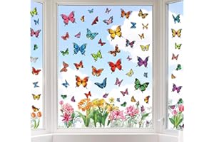 Whaline 9 Sheets Colorful Butterfly Window Clings Spring Window Clings Double-Sided Anti-Collision Window Decals to Prevent Bird Strikes on Window Glass Non-Adhesive for Home Window Glass