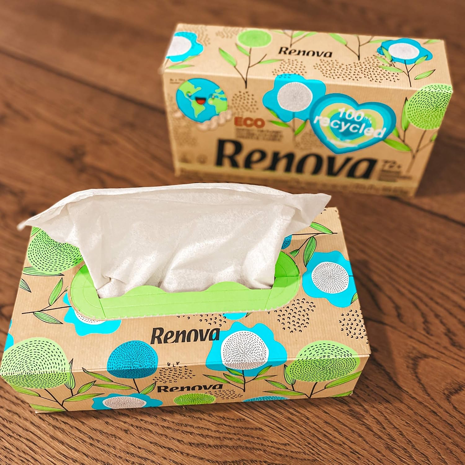 Renova 100% Recycled Facial Tissues 72 Sheets, White, 1 count (Pack of 72) - Image 5