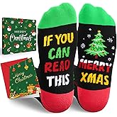 HAPPYPOP Christmas Socks Gift for Adults - Elf Tree Xmas for Women Men with Greeting Card