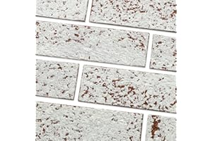 TORURAL 2 Whitewash Red Faux Brick Wall Tiles, 3D Thin Brick Veneers