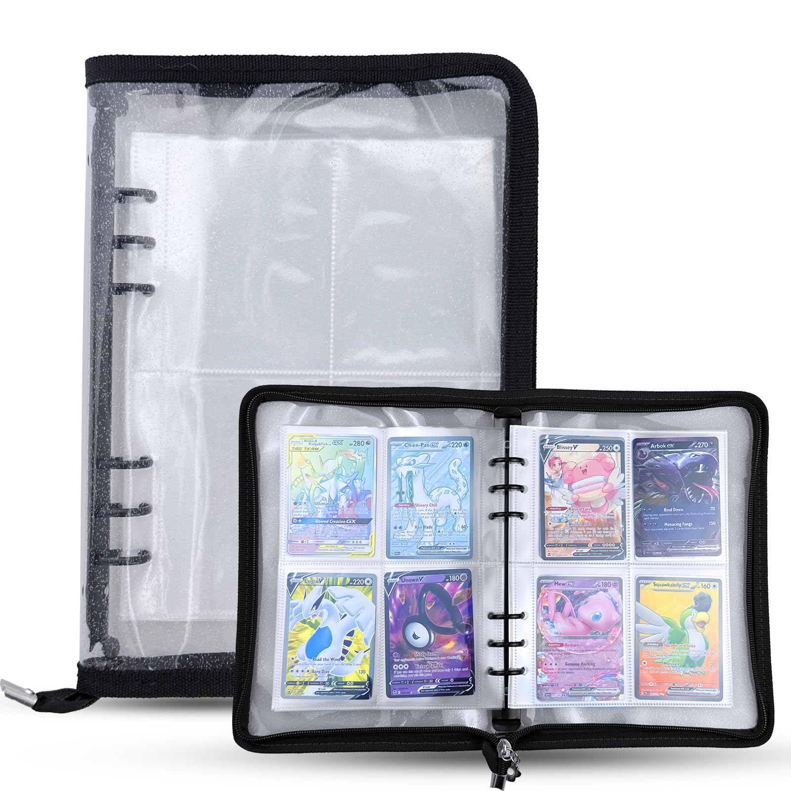 4-Pocket Trading Card Binder, 40 Pages Holding 320 Pockets, PVC Trading Card Album Card Folder Card Binder Holder Album for MTG, TCG, Pokemon Yu-Gi-Oh, Basketball Sports Cards, Game Cards