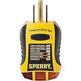 Sperry Instruments GFI6302 GFCI Outlet / Receptacle Tester, Standard 120V AC Outlets, 7 Visual Indication / Wiring Legend, Ho