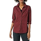Amazon Essentials Women's Regular-Fit Long-Sleeve Lightweight Plaid Flannel Shirt
