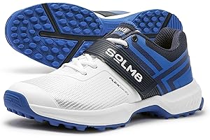 SOLM8 S8 Cricket Shoes - Rubber Spikes Professional Cleats for Outdoor Turf and Field Sports Gel Cushioned Insole
