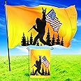 Niprden Funny Bigfoot Flag 3x5 Ft Gold Color Background Double Sided Print and Garden Flags 3Ply 12x18 Inch American Flags Outdoor Banner Decor with Brass Grommets