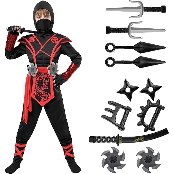 Rubie's Haunted House Child's Ninja Costume - Black With Red Sash, Medium - View #3