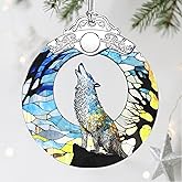 Stained Glass Ornament, Wolf Christmas Decorations, Christmas Ornaments for Tree, Holiday Ornament, Wolf Gifts, Holiday Party Gifts, Gift Ideas & Xmas Gift