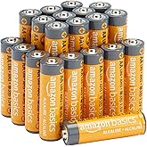 Amazon Basics 20-Pack AA Alkaline Batteries, 1.5 Volt, 10-Year Leak-Free Shelf Life, for Everyday and Household Devices