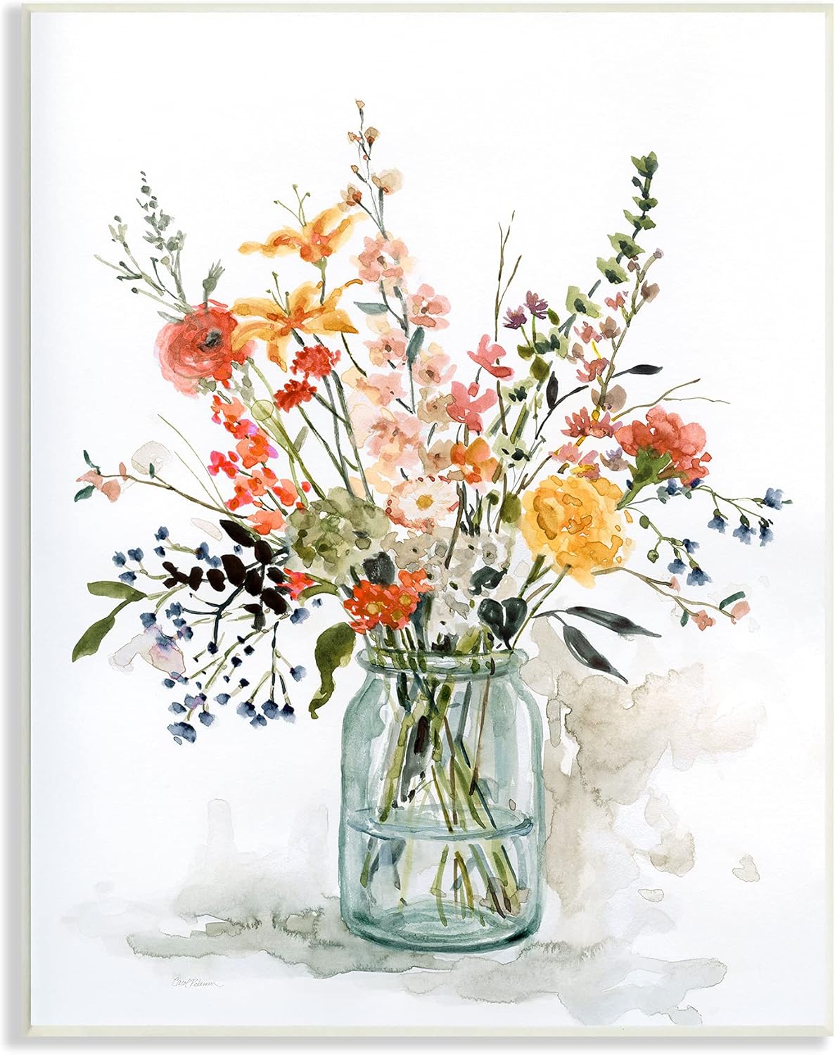 Paintings - Stupell Industries Warm Summer Meadow Floral Bouquet Still Life Painting, Design by Carol Robinson Wall Plaque, 13 x 19, Blue