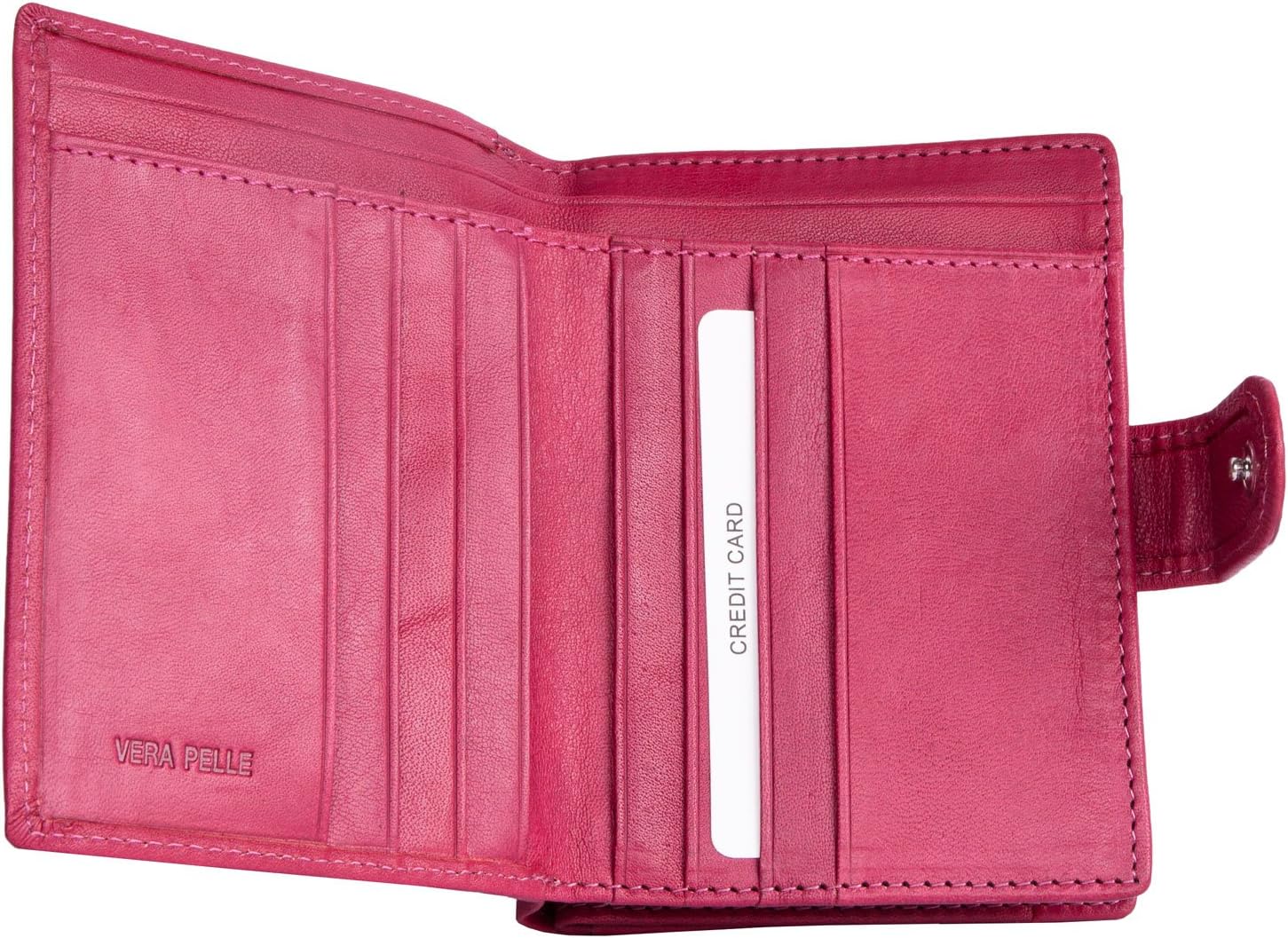 IL GIGLIO Women's Compact Size Genuine Leather Wallet Soft Without Any Logos and Markings Pink - Image 3