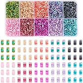 Magibeads Tube Glass Seed Beads 3.5x2.5mm Colorful Small Craft Pony Beads Colorful Kandi Embroidery Jewelry Bracelet Making Kit for Crafts DIY Friendship Bracelet Jewelry Making Supplies
