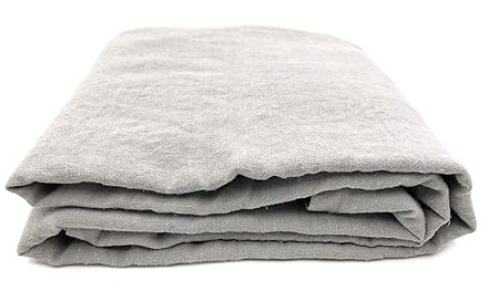 Jowollina 93 100% Leinen Laken Tuch Überwurf Stonewashed 140x220 cm, Mausgrau