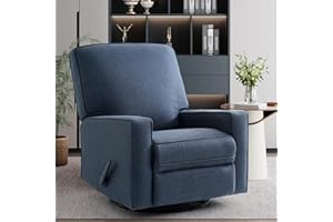 COOSLEEP HOME COOSLEEP Large Swivel Rocker Recliner Chair with 27-inch disc, Nursery Glider Chair, Nursery Rocking Chairs, Manual Reclining Chair (Blue Gray)
