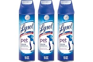 Lysol Pet Odor Eliminator Spray, Sanitizing and Disinfecting Spray for Pet Odors, 15oz (Pack of 3)