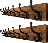 WEBI Rustic Coat Rack Wall Mount with 8 Cast Iron Hooks Brown 2 Packs view 1