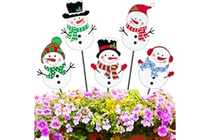 Roowest 5 Pack 12'' H Metal Christmas Yard Stakes Outdoor Decorations Snowman Garden Signs Christmas Potted Plant Stakes for Holiday Winter Home Lawn Garden Porch Walkway Party Decor
