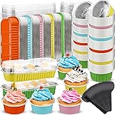 Blushtier 720 Pcs Mini Loaf Pans with Lids and Spoons 6.8 oz Rectangular Aluminum Foil Baking Pans Round Mini Cake Tins for Bread Desserts