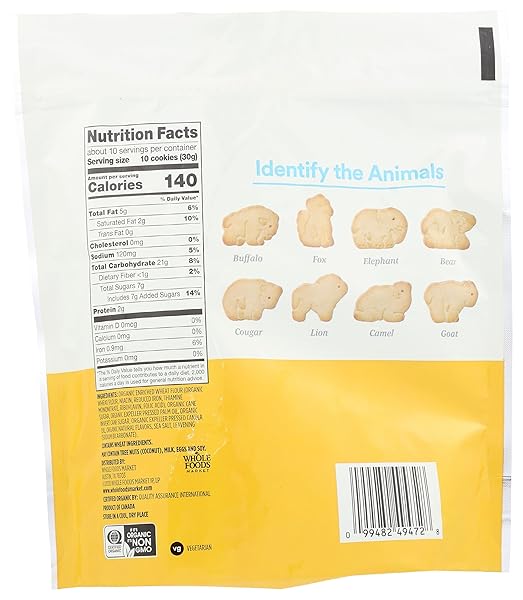 365 BY WHOLE FOODS MARKET, ORGANIC VANILLA ANIMAL COOKIE, 11 OUNCE