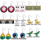 Nosiny 9 Pair Funny Earrings Weird Acrylic Novelty Meme Cute Silly Wacky Whimsical Dangle Earrings for Christmas Gift Women