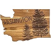Totally Bamboo Rock & Branch Origins Series Washington State Shaped Cutting Board and Charcuterie Serving Tray, Includes Hang Tie for Wall Display 15.5" x 10" x 0.6"