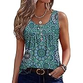 Zeagoo Tank Top for Women 2026 Summer Loose Fit Sleeveless Pleated Flowy Floral Tunic Dressy Blouse