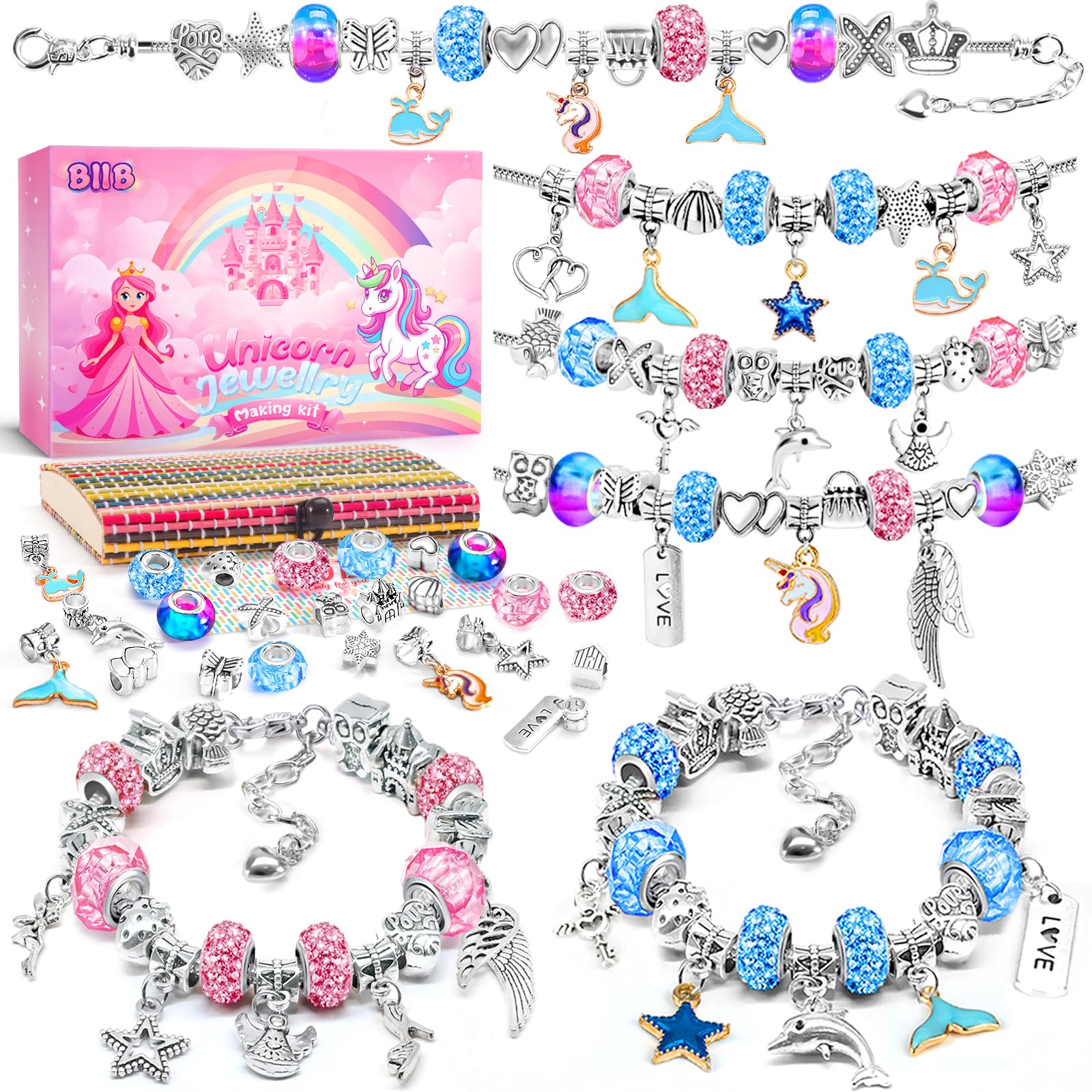BIIB Easter Crafts for Kids, Gifts for Teenage Girls, Bracelet Making Kit Arts and Crafts for Kids, Unicorn Gifts for Girls Birthday Presents, Toys Age 6-12 Years Old Kids Jewellery Making Kit