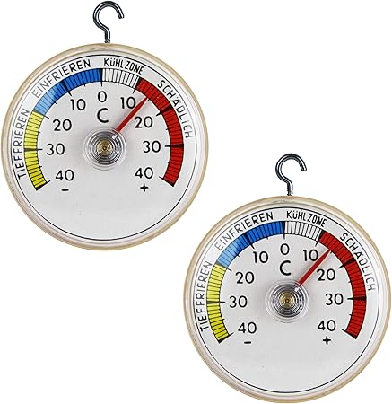 Thermometerwelt 2 Stück Kühlschrankthermometer Set Klebe Thermometer Metall Haken Kühlschrank ...