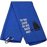 JXGZSO Disc Golf Towel The Tree Giveth The Tree Taketh Away Towel Golf Gifts Golf Towel with Clip (The Tree Taketh T)