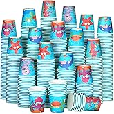 Skyley 600 Pack 3 oz Bathroom Paper Cups for Kids Disposable Mini Animal Mouthwash Cup Small Cold Beverage Drinking Container for Home Office Birthday Party Water Coolers(Sea Style)