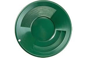 ASR Outdoor 10 inch Gold Pan with Dual Riffles for Gold Prospecting, Green