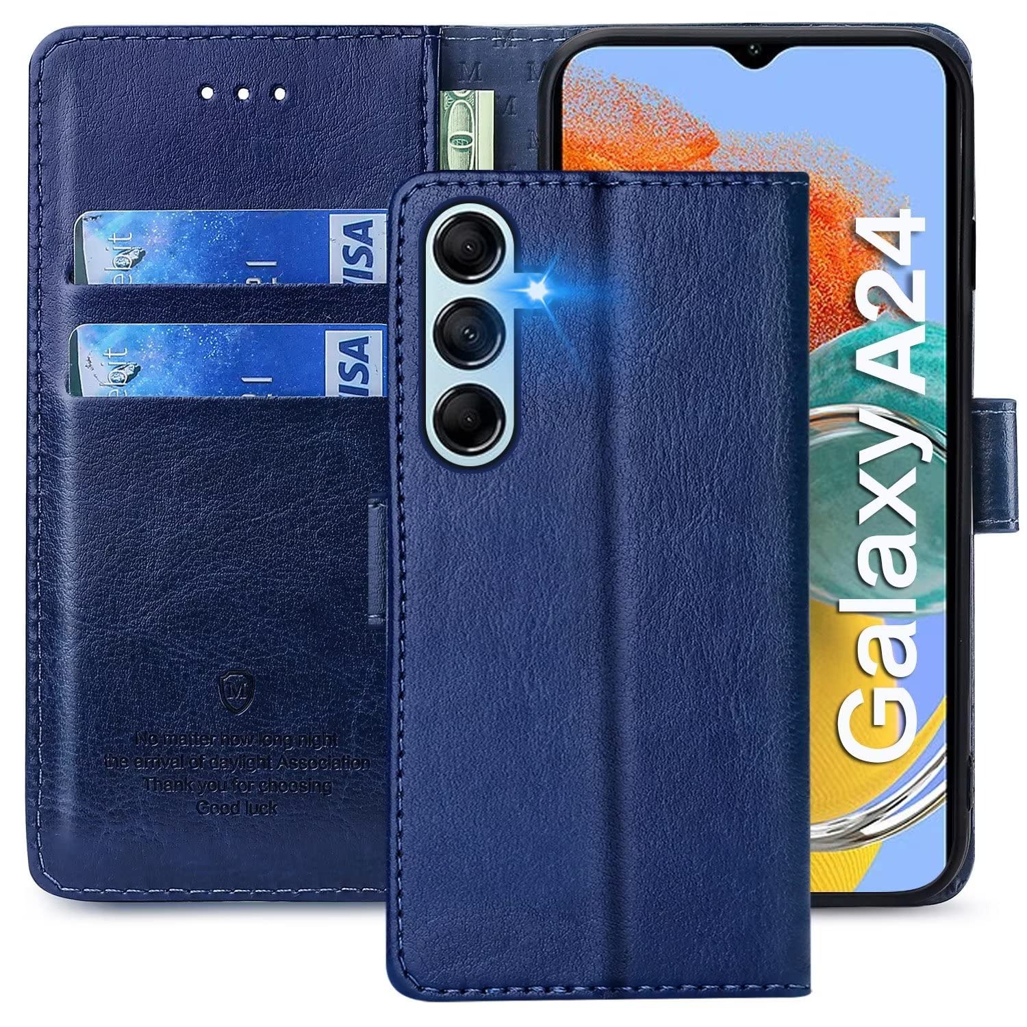 FMPCUON Case For Google Pixel 8,High-grade Leather Flip Wallet Phone Case Cover for Google Pixel 8 Inches [Card Slots] [Kickstand] [Magnetic Closure]-(Blue) — image 1