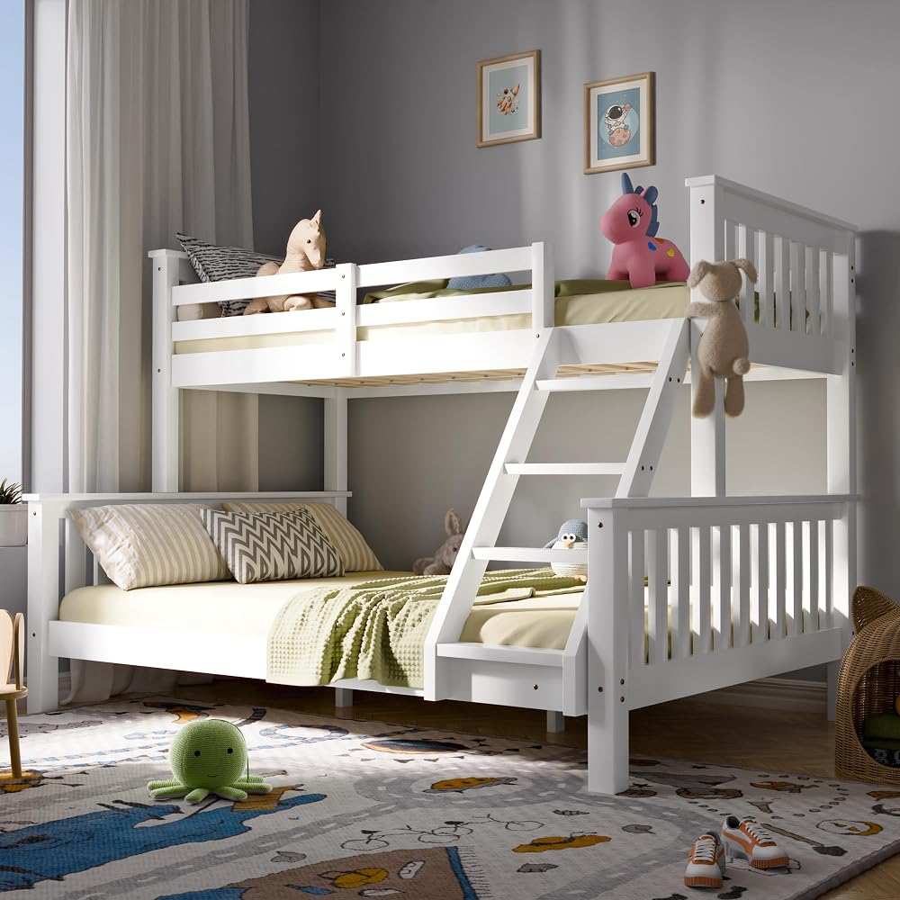 Blisswood Triple Bunk Bed - 4ft6 Double & 3ft Single Pine Frame White