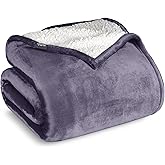 Bare Home Sherpa Fleece Blanket - Twin/Twin Extra Long - Blanket for Bed, Sofa, and Couch - Warm & Lightweight - Fluffy & Soft - Reversible (Twin/Twin XL, Dusty Purple)