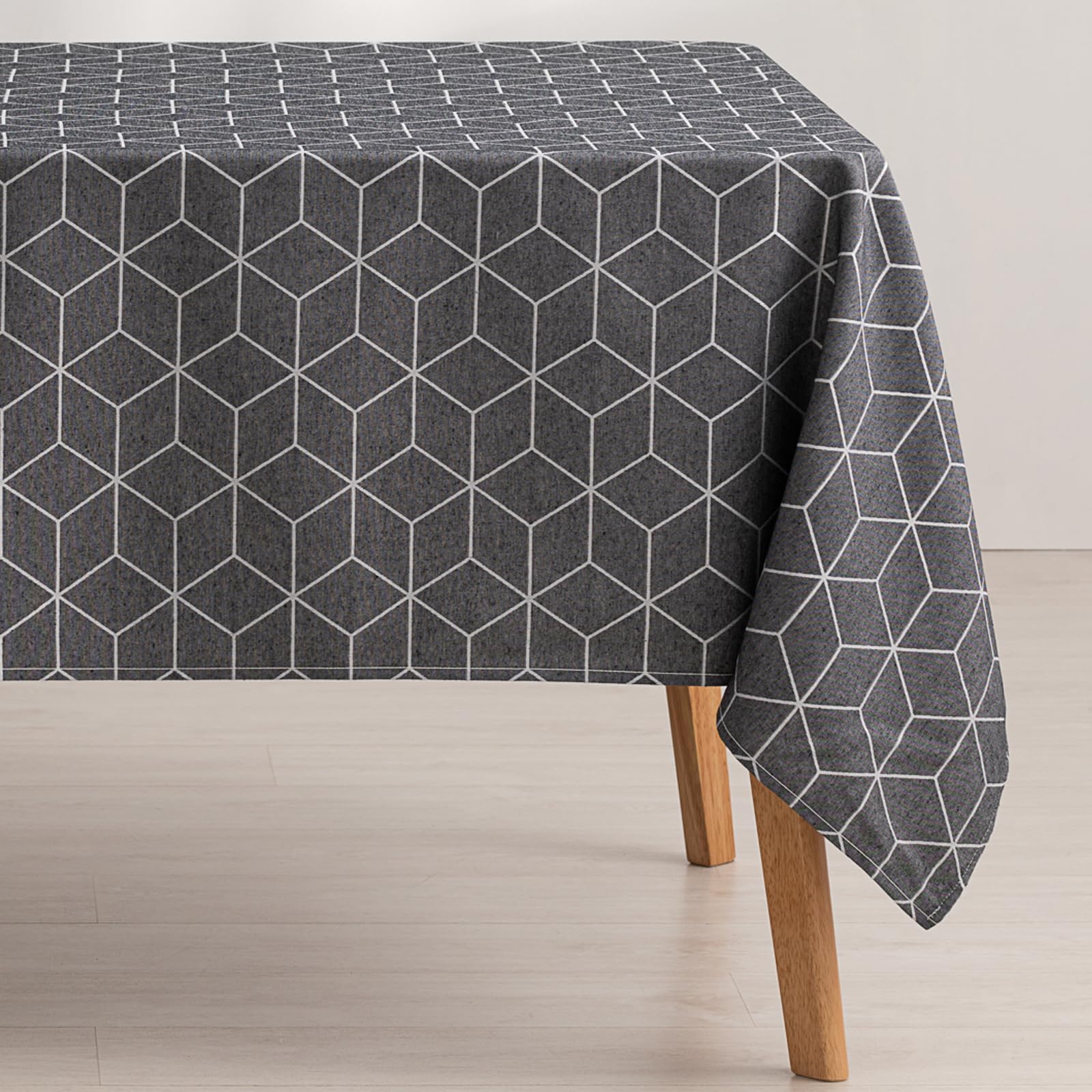 GAMUSI Geometric Stain-Resistant Tablecloth, Table Cover, Tablecloths Line Anthracite 140 x 300 cm