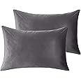 StangH Soft Velvet Pillowcase Bed Pillow Cover for Hair and Skin, Queen Size (Grey, 20 x 30 inches) Pillow Cases Set of 2, Luxury Warm Cover with Hidden Zipper