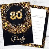 Olivia Samuel 80th Birthday Invitations Pack of 20 Black Gold Effect Cards view 6