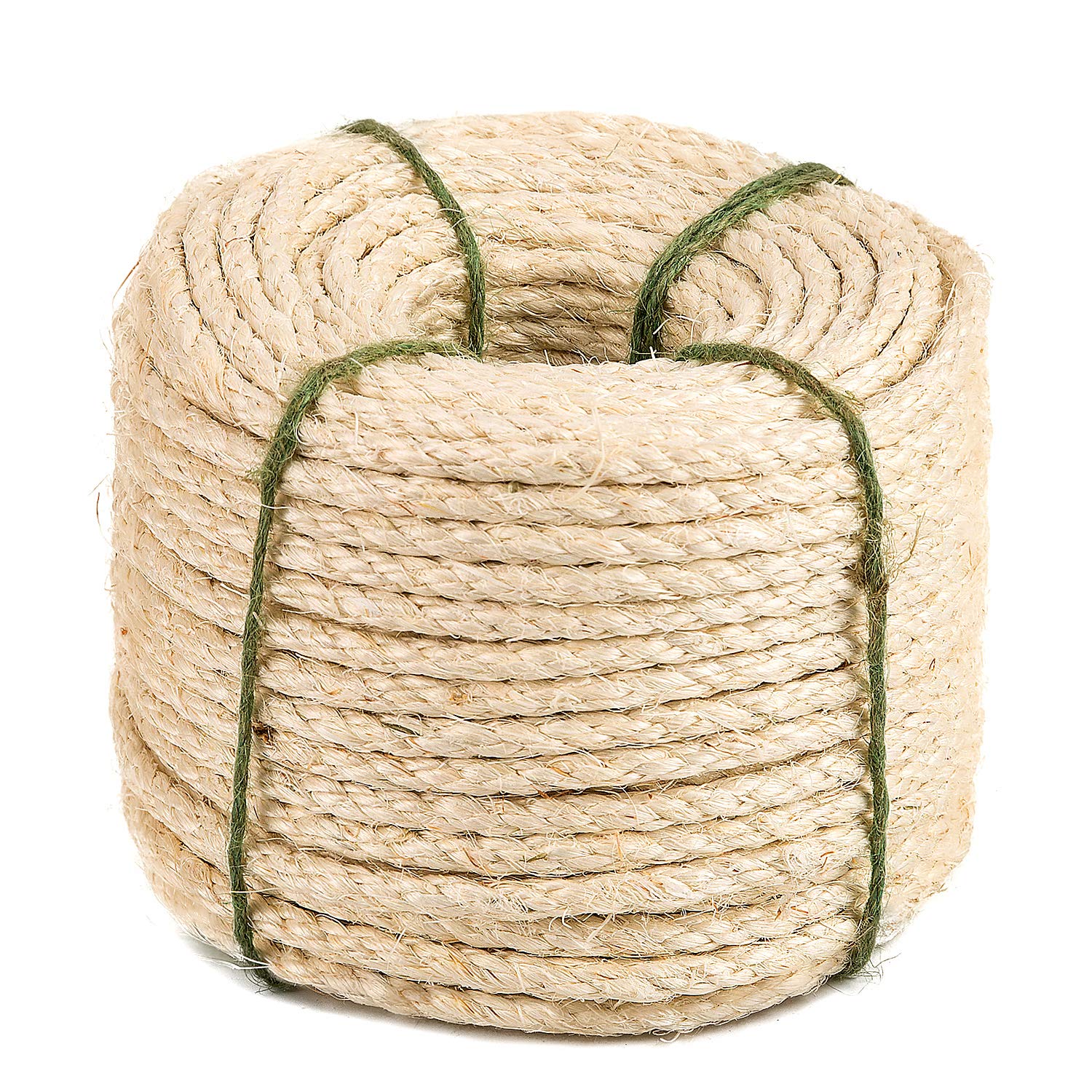 Yangbaga Hemp Rope, 8mm Thick Natural Rope, 4-Ply Jute for Craft/Cat Scratching/Garden Bundling, with Sisal Ball (50 M/164 Feet) White