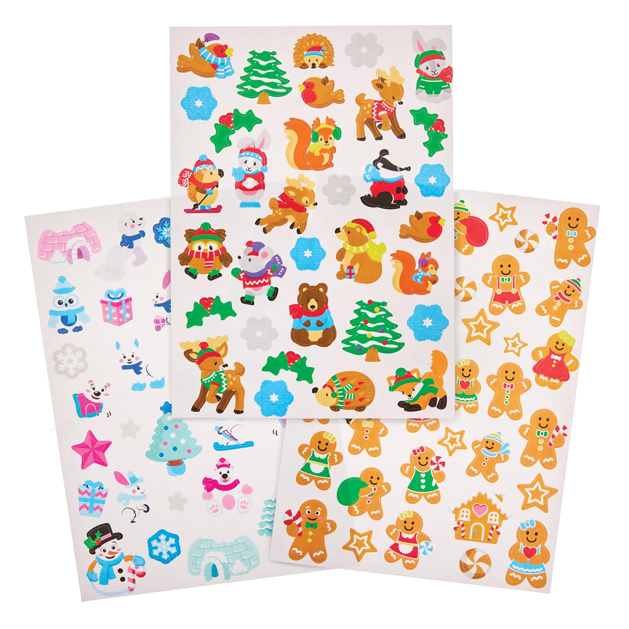 Baker Ross FX740 Christmas Mini Party Sticker Sheets - Pack of 12, Christmas Party Bag Filler and Stocking Filler