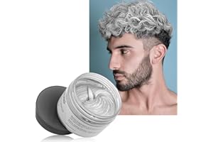 VOLLUCK Silver Gray Hair Coloring Wax Temporary Hair Clay Pomades 4.23 oz,Natural Hair Dye Material Disposable Hair Styling Clay Ash for Cosplay, Halloween, Party