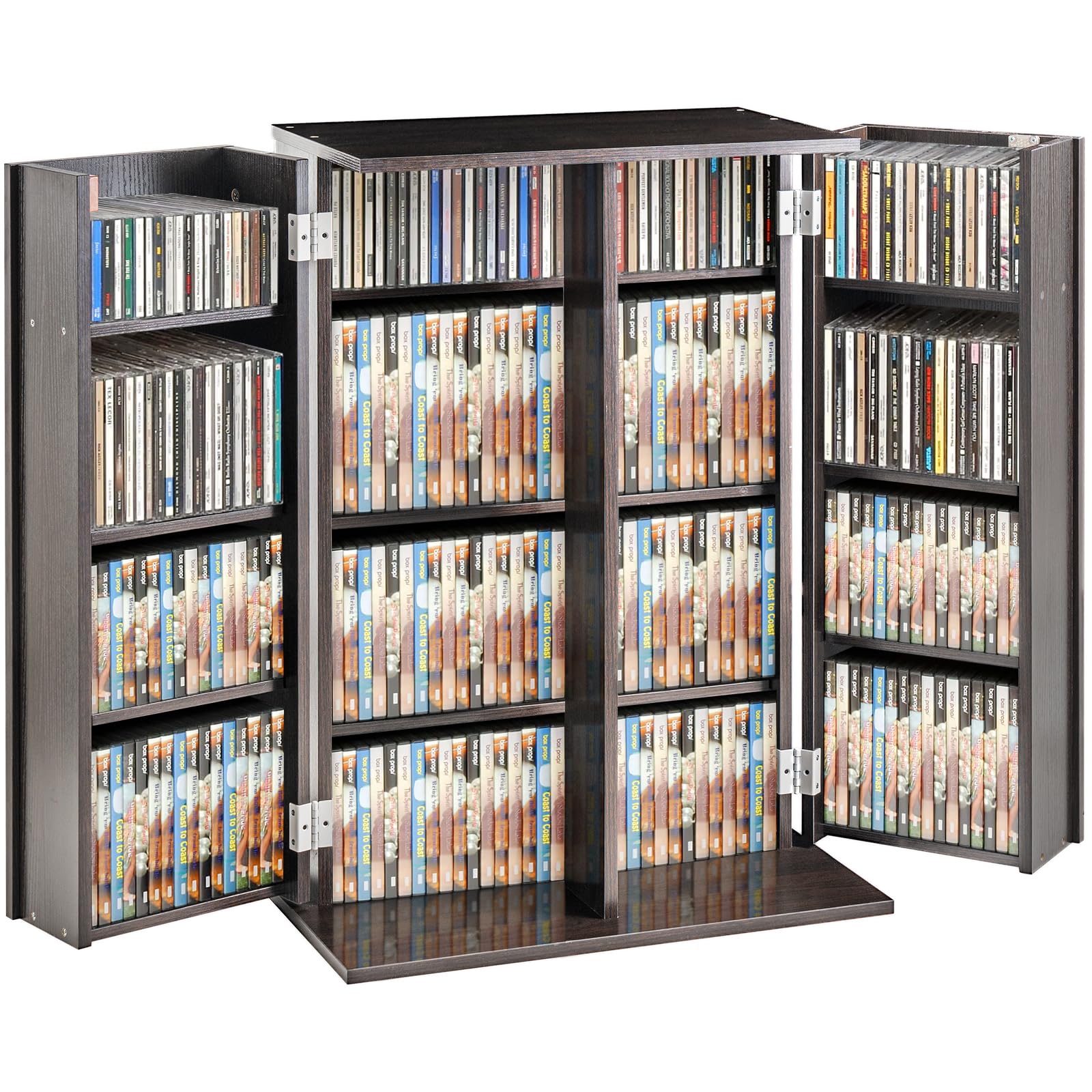 Photo 1 of VEVOR Media Storage Cabinet, DVD Cabinet with Doors and Shelves, CD Storage, Adjustable DVD Shelf, Protects & Organizes Music, Movie, Video Games or Collections-Espresso