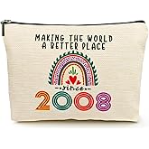 Suemetic 18th Birthday Decorations for Girls, 18 Year Old Girl Makeup Bags, 2008 Cool 18th Birthday Gifts for Teenage Girls Gift Ideas, Sister, Daughter, Cosmetic Travel Pouch, Christmas