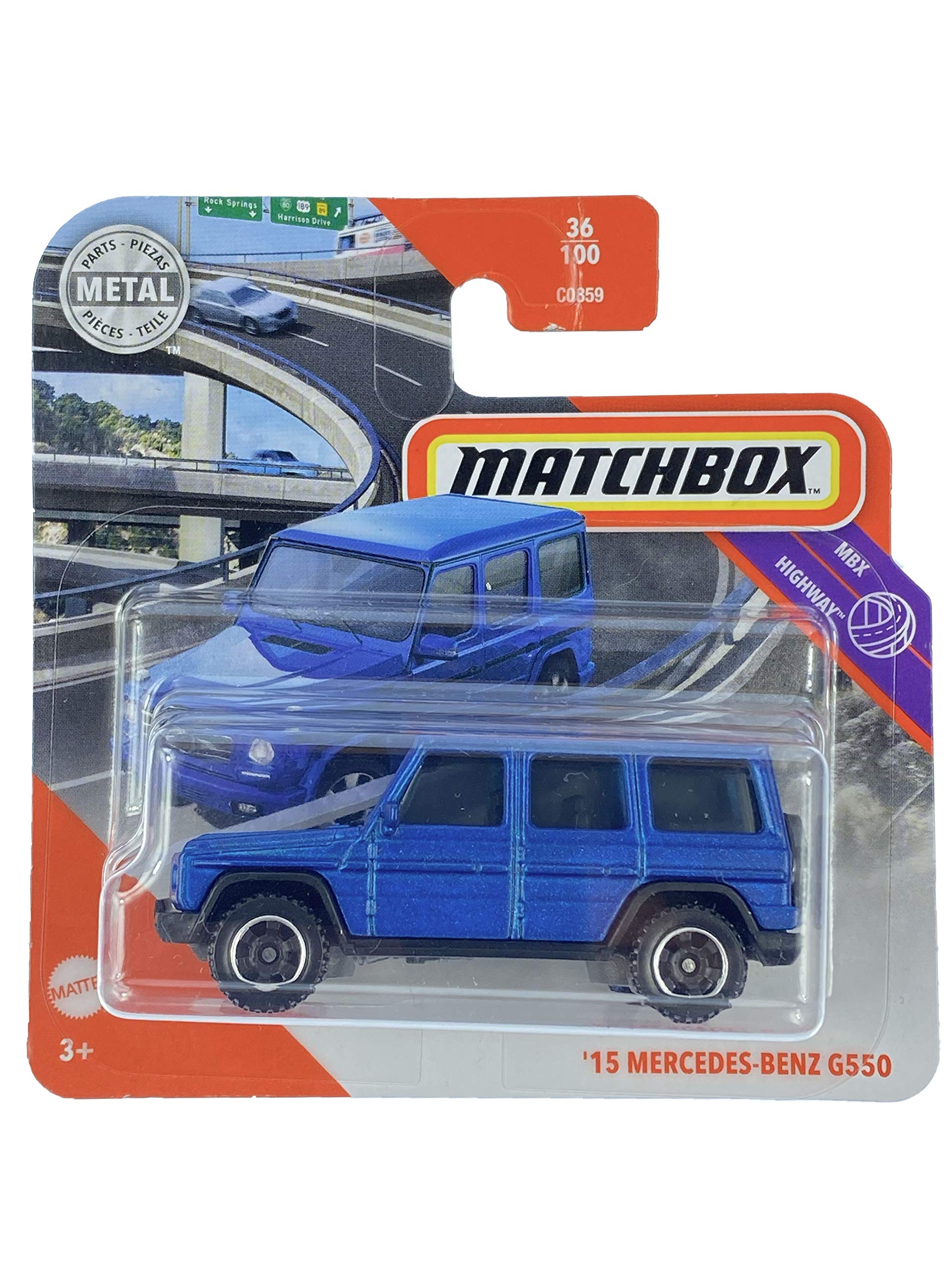 Matchbox Metal 36/100 '15 Mercedes-Benz G550 Blue (Short Card) MBX Highway
