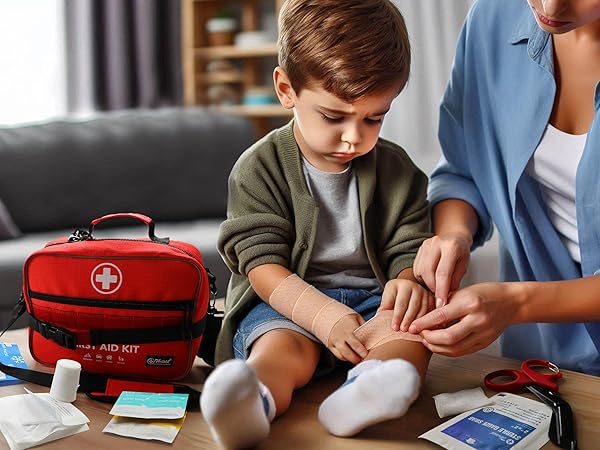 430 PIECE FIRST AID KIT, WELL-ORGANIZED PREMIUM WATERPROOF COMPACT TRAUMA MEDICAL KITS FOR ANY EMERGENCIES, IDEAL FOR HOME, OFFICE, CAR, TRAVEL, OUTDOOR, CAMPING, HIKING, BOATING (RED)