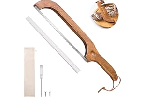 Bread Slicer for Homemade Bread, 14.5" Wooden Bread Knife Sourdoughs, Breads Cutter, Bow Design, Easy to Cut Into Uniform Thi