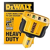 DEWALT Heavy Duty 4 Port USB C Car Charger Multiport, Fast 60W USB Cigarette Lighter Adapter, PD Type C Multi Car Phone Charger, Cell Phone Automobile Chargers Compatible iPhone 17/16/15 Samsung
